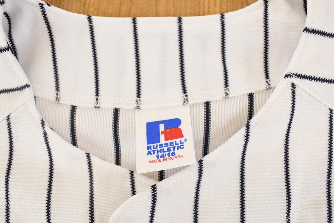 Vintage 1990s New York Yankees Pinstripe MLB Baseball Jersey Men's Youth L from propervintagecanada