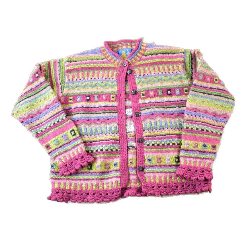 Vintage 1990s Newari Knit Abstract Pattern Crewneck Sweater Men's XL from propervintagecanada