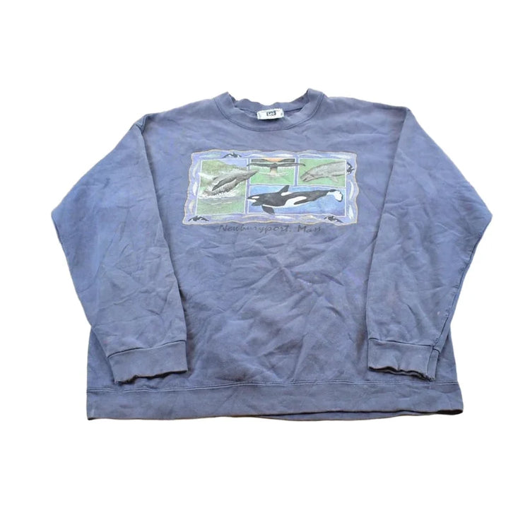 Vintage 1990s Newburyport Massachusetts Whales Crewneck Sweatshirt Men's M from propervintagecanada