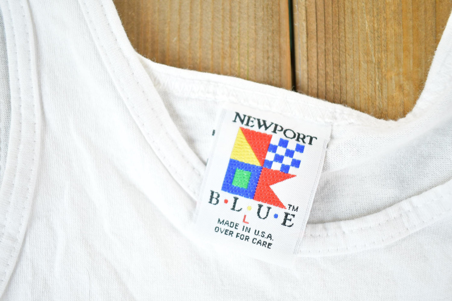 Vintage 1990s Newport Blue Sailboat Tank Top Mens L from propervintagecanada