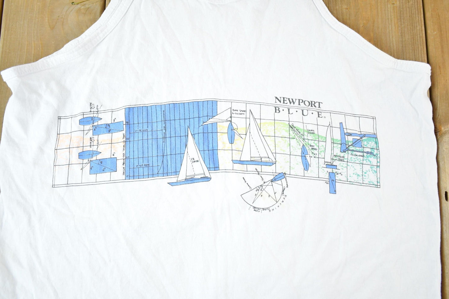 Vintage 1990s Newport Blue Sailboat Tank Top Mens L from propervintagecanada