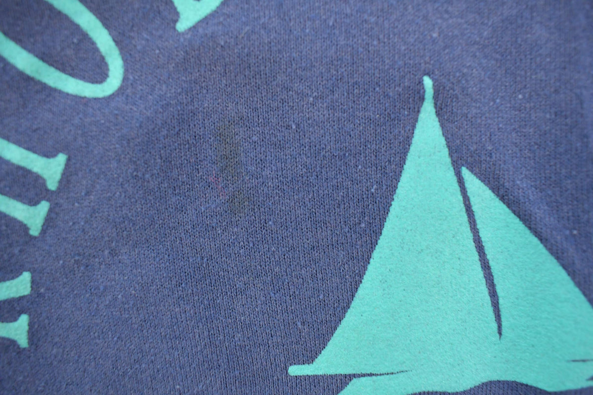 Vintage 1990s Newport Rhode Island Sailboat Travel Graphic Crewneck Sweatshirt Men's M / Made In USA / Nautical / Sailing / Tourism Souvenir from propervintagecanada