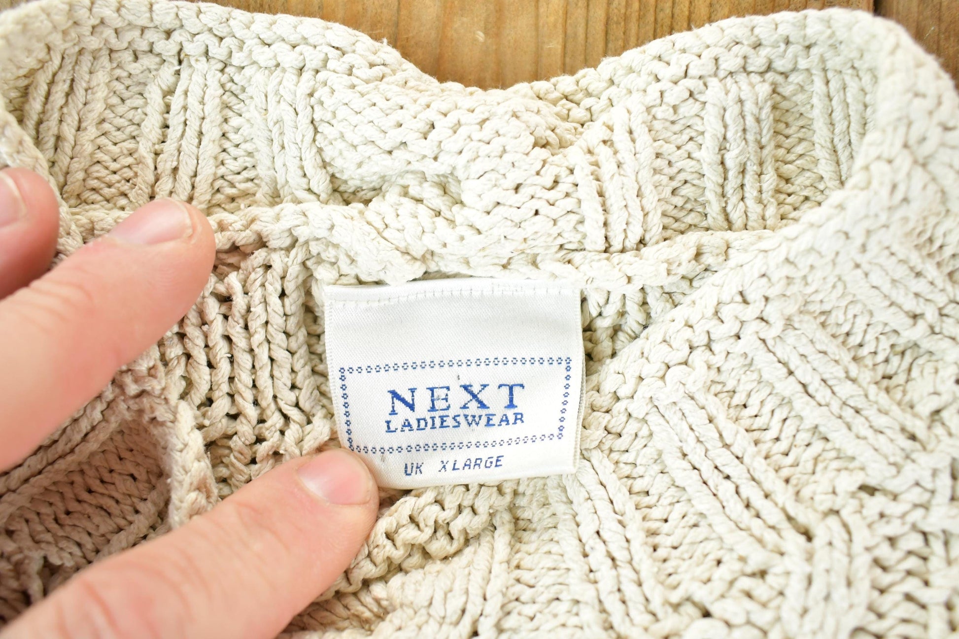 Vintage 1990s Next Ladieswear Cable Knit Heavy Knit Pattern Crewneck Sweater Womens Large from propervintagecanada