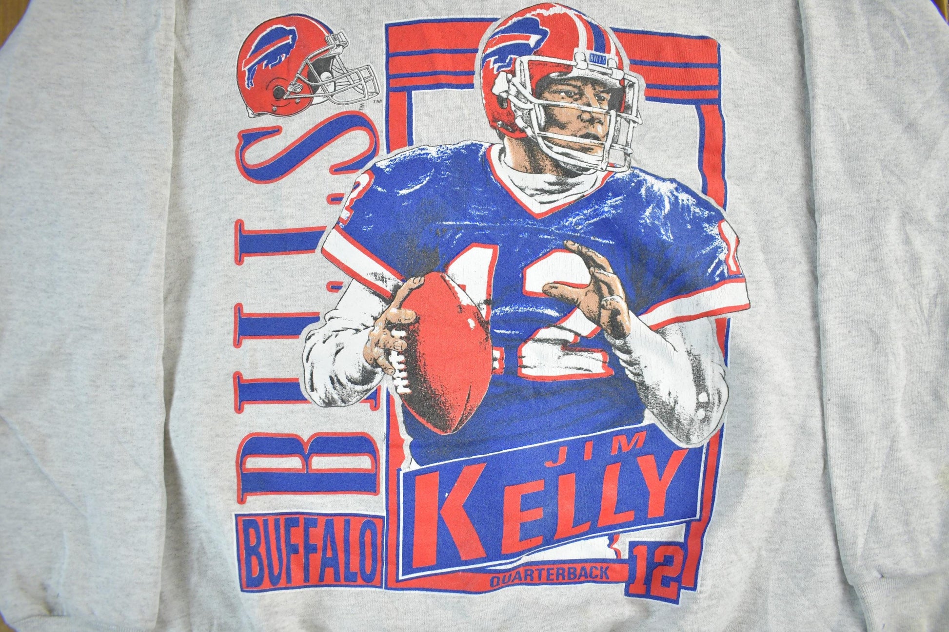 Vintage 1990s NFL Buffalo Bills Jim Kelly Crewneck Sweatshirt Men's Large from propervintagecanada