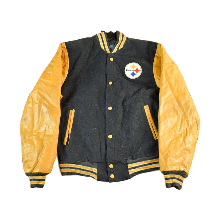 Vintage 1990s NFL Pittsburgh Steelers Wool Embroidered Varsity Jacket Youth Large from propervintagecanada