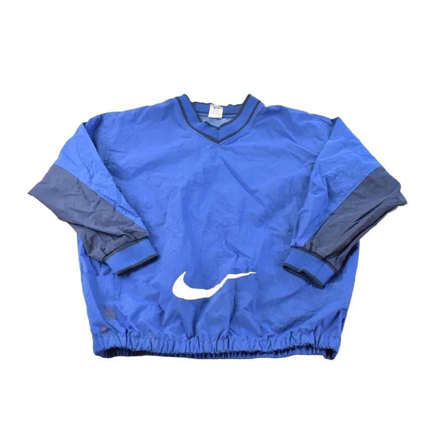 Vintage 1990s Nike Big Swoosh Pullover Windbreaker Jacket Men's L / 90s Streetwear / Mid Check / Layering Essential from propervintagecanada