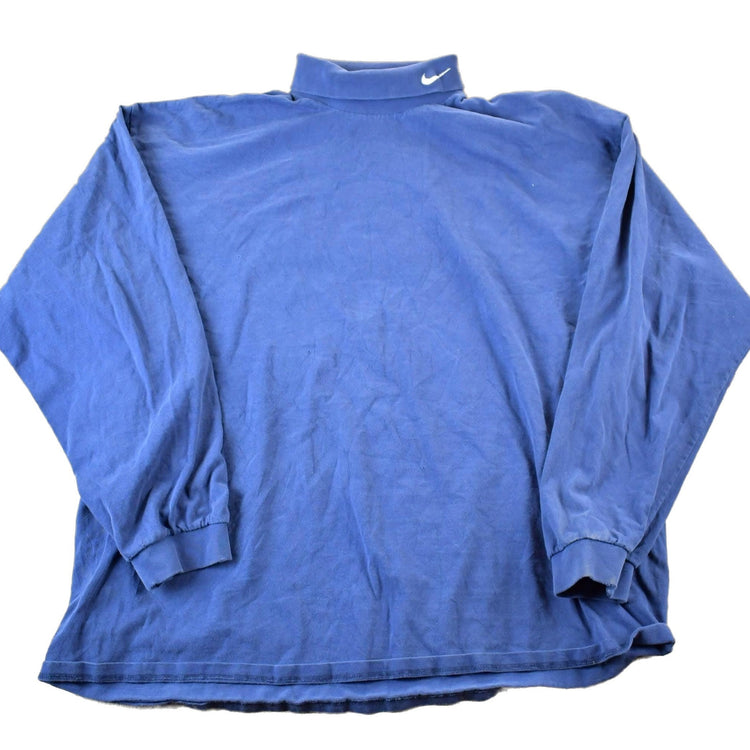 Vintage 1990s Nike Embroidered Mini Swoosh Turtleneck Light Sweatshirt Men's 2XL from propervintagecanada