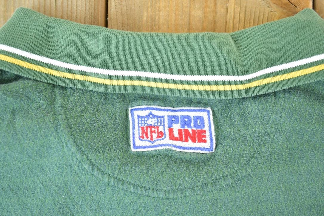 Vintage 1990s Nike Green Bay Packers NFL Graphic Polo Style Quarter Button Shirt Men's Large