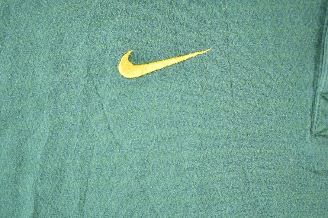 Vintage 1990s Nike Green Bay Packers NFL Graphic Polo Style Quarter Button Shirt Men's Large