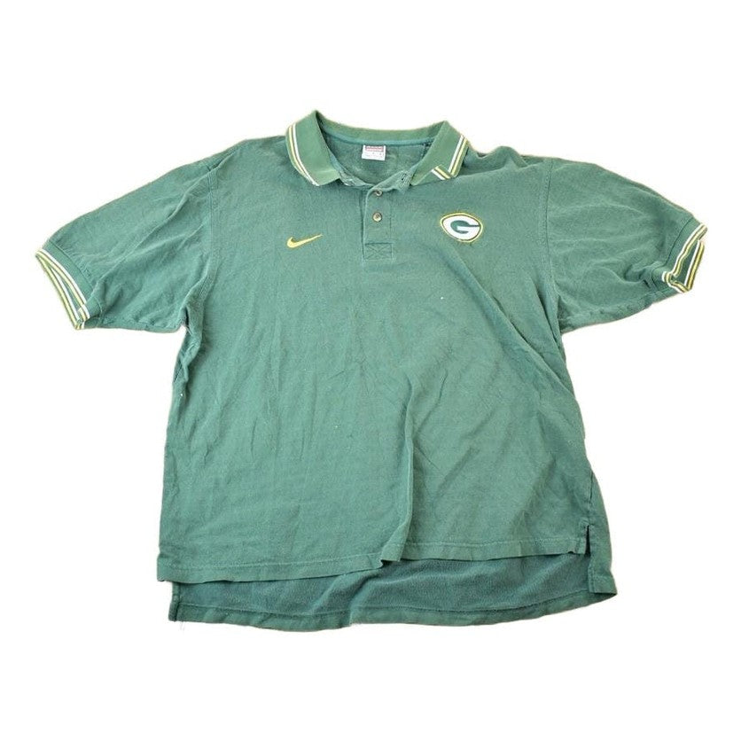 Vintage 1990s Nike Green Bay Packers NFL Graphic Polo Style Quarter Button Shirt Men's Large