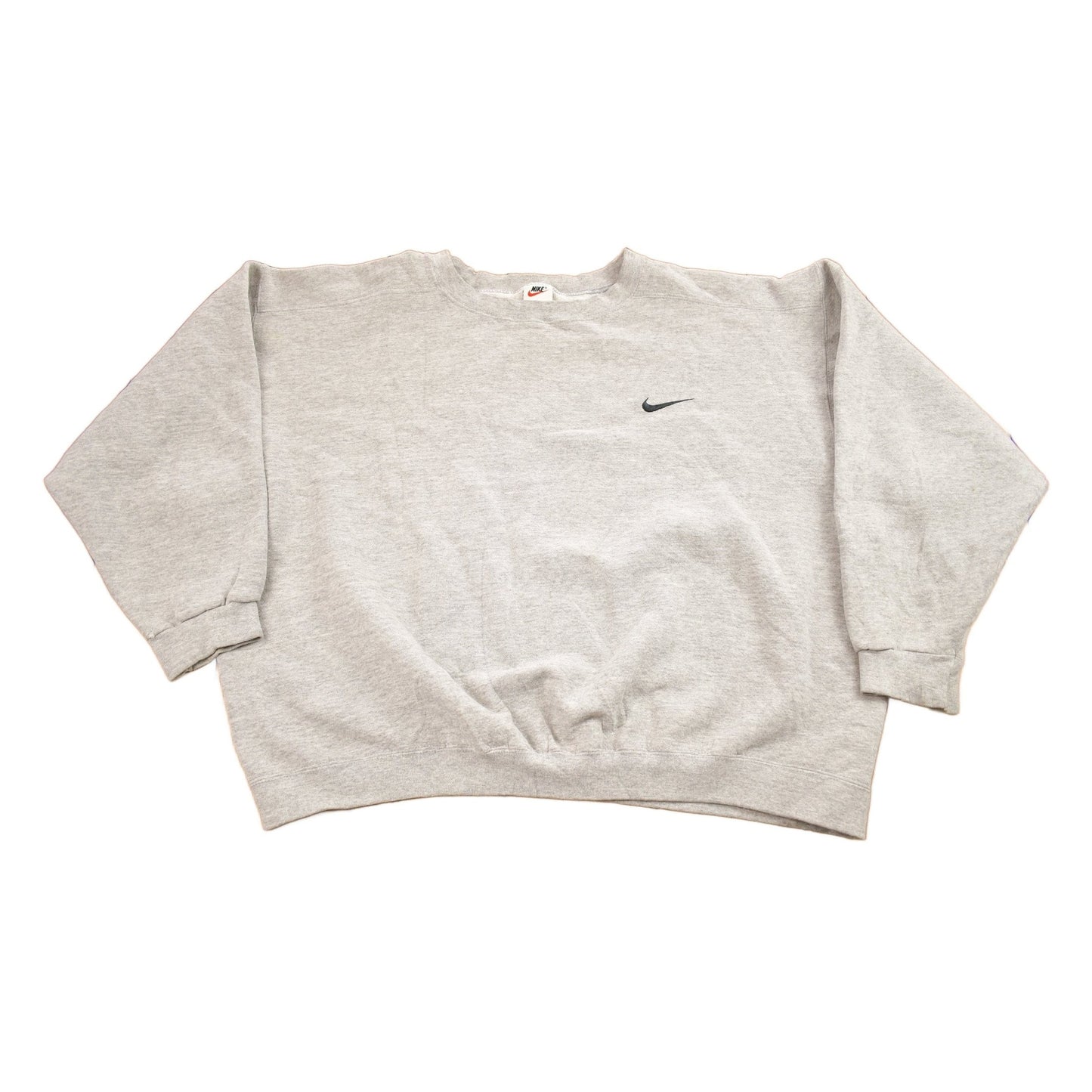 Vintage 1990s Nike Heather Grey Mini Swoosh Crewneck Sweatshirt Men's XL from propervintagecanada