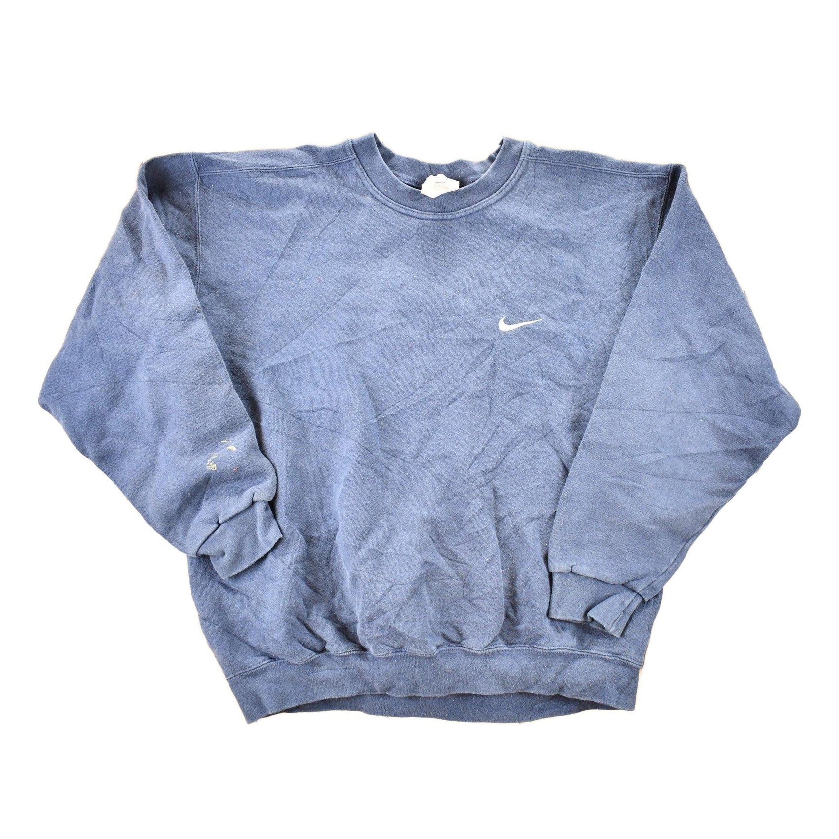 Vintage 1990s Nike Mini Swoosh Navy Crewneck Sweatshirt Men's M from propervintagecanada