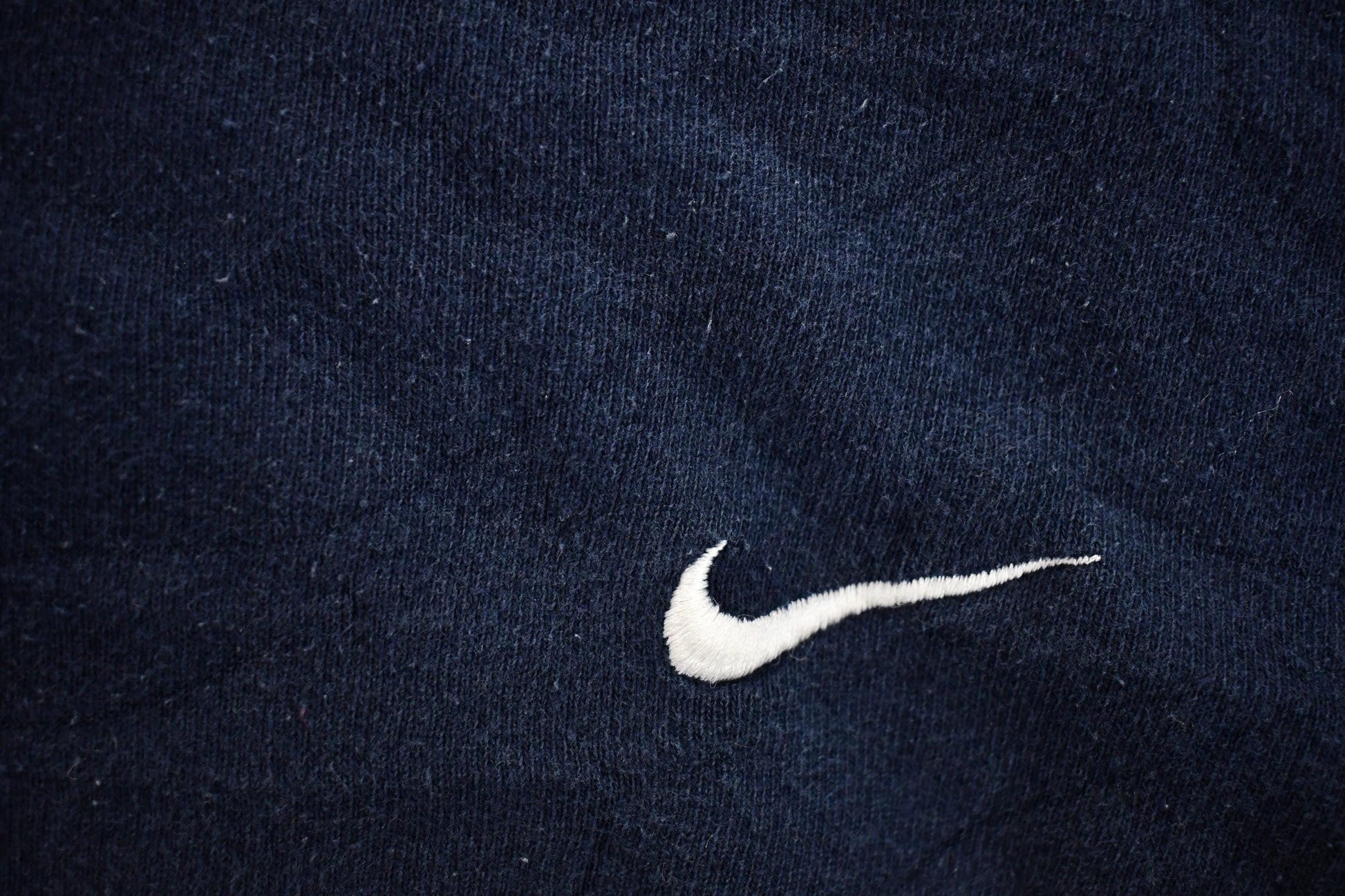 Vintage 1990s Nike Mini Swoosh Navy Crewneck Sweatshirt Men's M from propervintagecanada