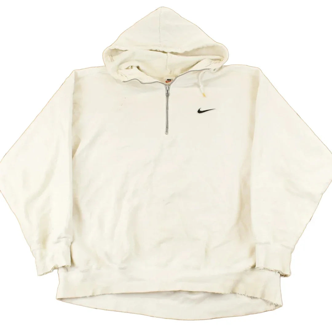 Vintage 1990s Nike Mini Swoosh Quarter Zip Hoodie Men's 2XL from propervintagecanada