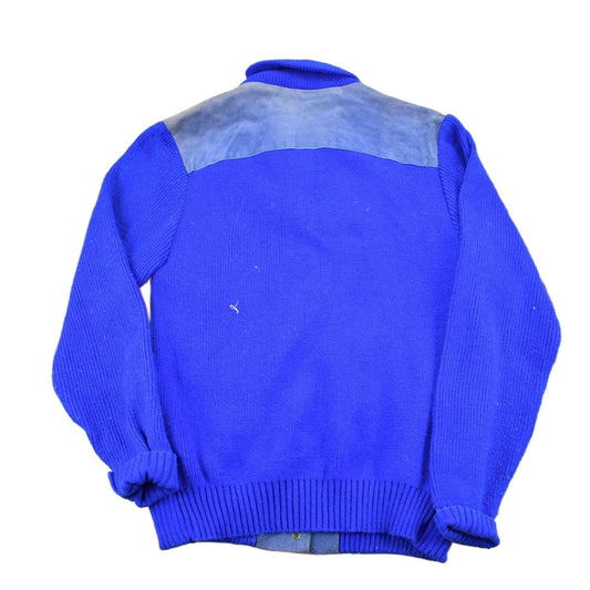 Vintage 1990s NIKI Leather Color Block Cardigan Sweater Men's Large from propervintagecanada