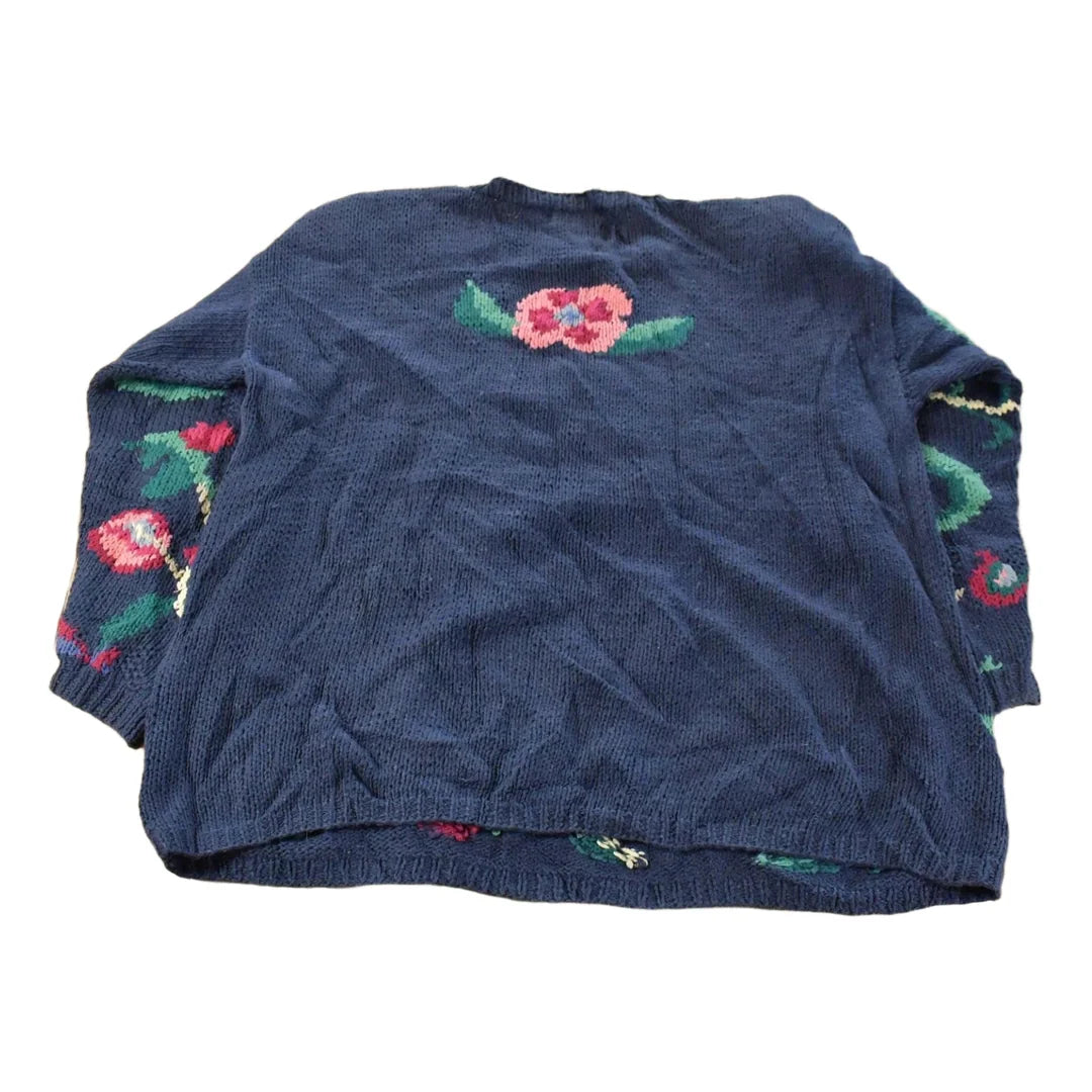 Vintage 1990s Ninon Floral Knit Crewneck Sweater Women's L from propervintagecanada