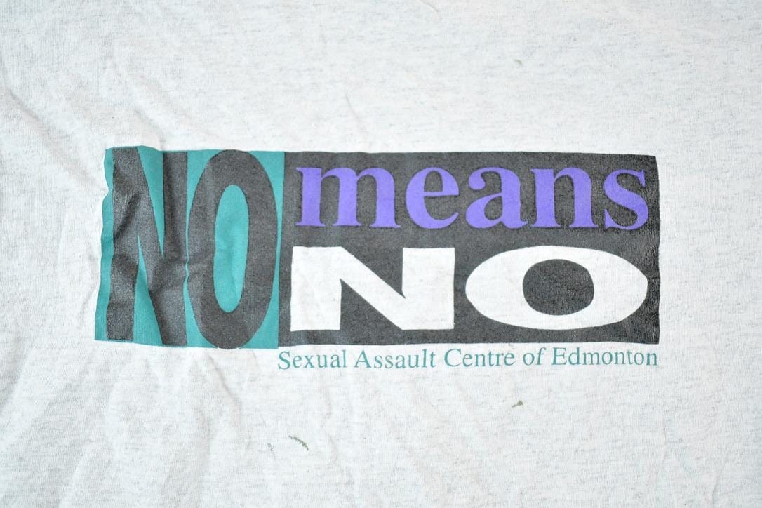 Vintage 1990s No Means No Souvenir Single Stitch Graphic Print T-Shirt Men's Large from propervintagecanada