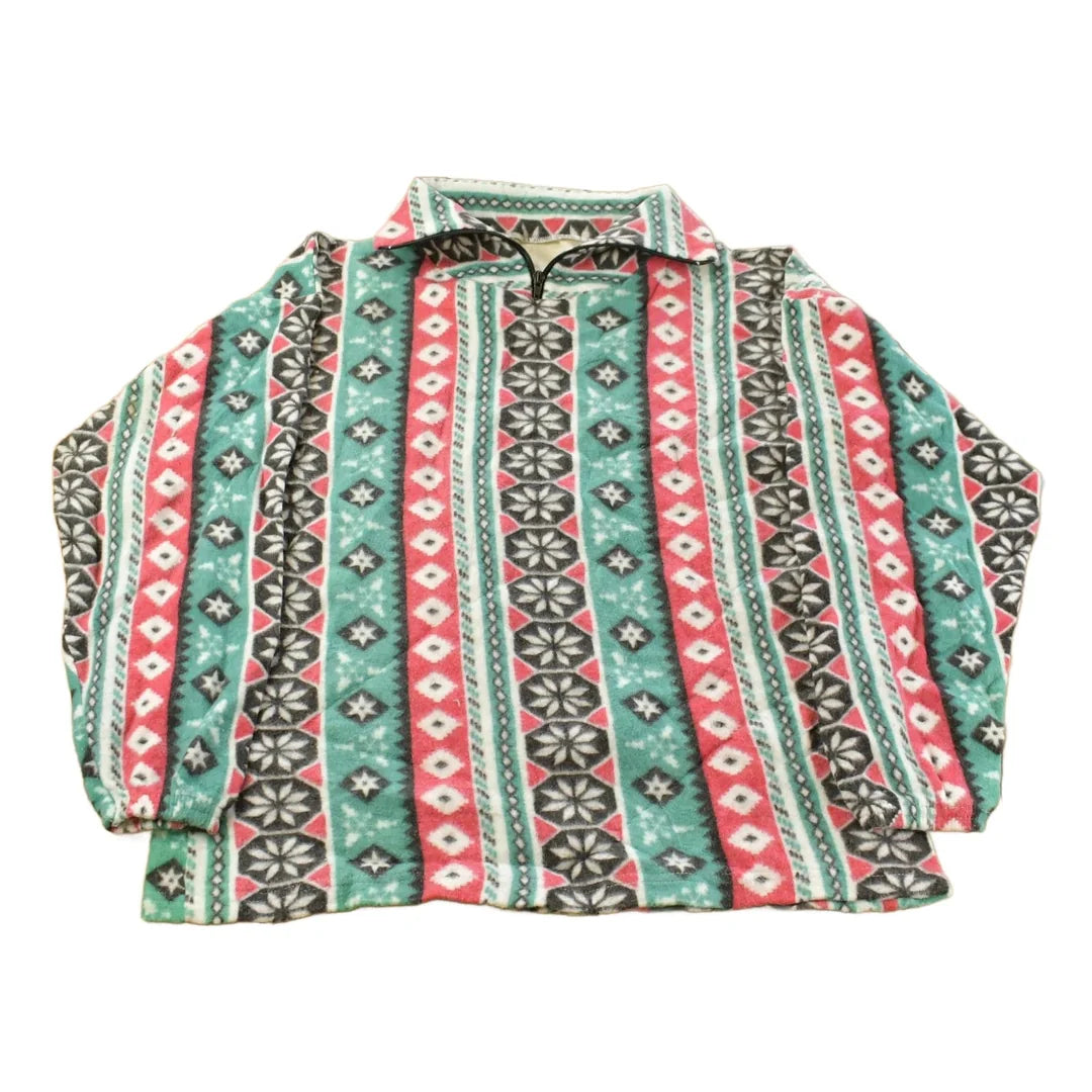 Vintage 1990s Nordic Abstract Pattern Fleece Quarter Zip Sweater Men's Medium from propervintagecanada