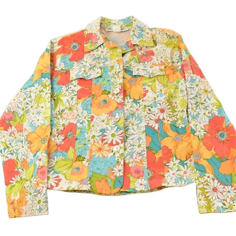 Vintage 1990s Norm Thompson Floral Trucker Shirt Jacket Women's Medium from propervintagecanada