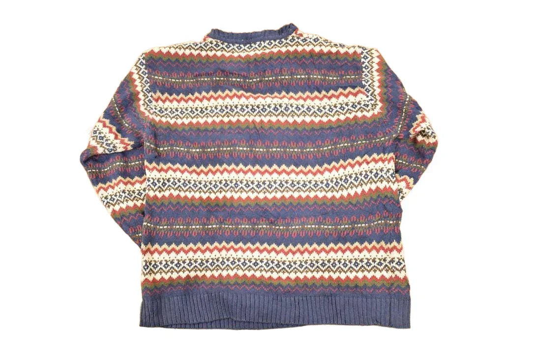 Vintage 1990s North Crest Abstract Striped Knit Crewneck Sweater Women's XL / 90s Knitted Sweatshirt / Vintage Preppy Knits from propervintagecanada
