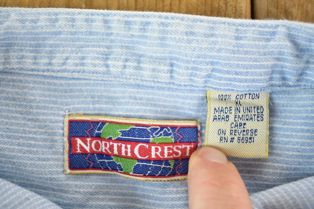 Vintage 1990s Northcrest Striped Button Up Shirt Mens L from propervintagecanada