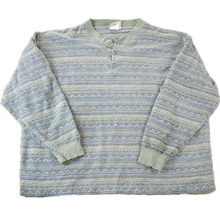 Vintage 1990s Northern Elements Quarter Button Nature Crewneck Sweatshirt Men's 2XL from propervintagecanada