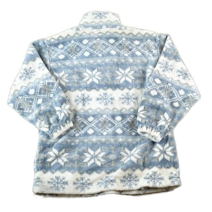 Vintage 1990s Northern Getaway Fleece AOP Outdoorsman Snowflake Sweater Men's Small from propervintagecanada