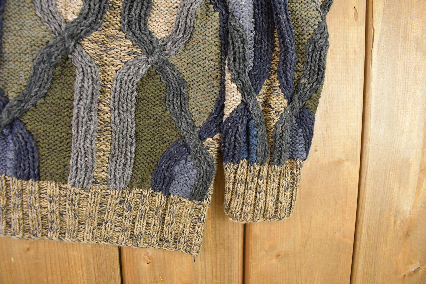 Vintage 1990s Northern Isles 3D Knit Abstract Pattern Crewneck Sweater Men's L from propervintagecanada