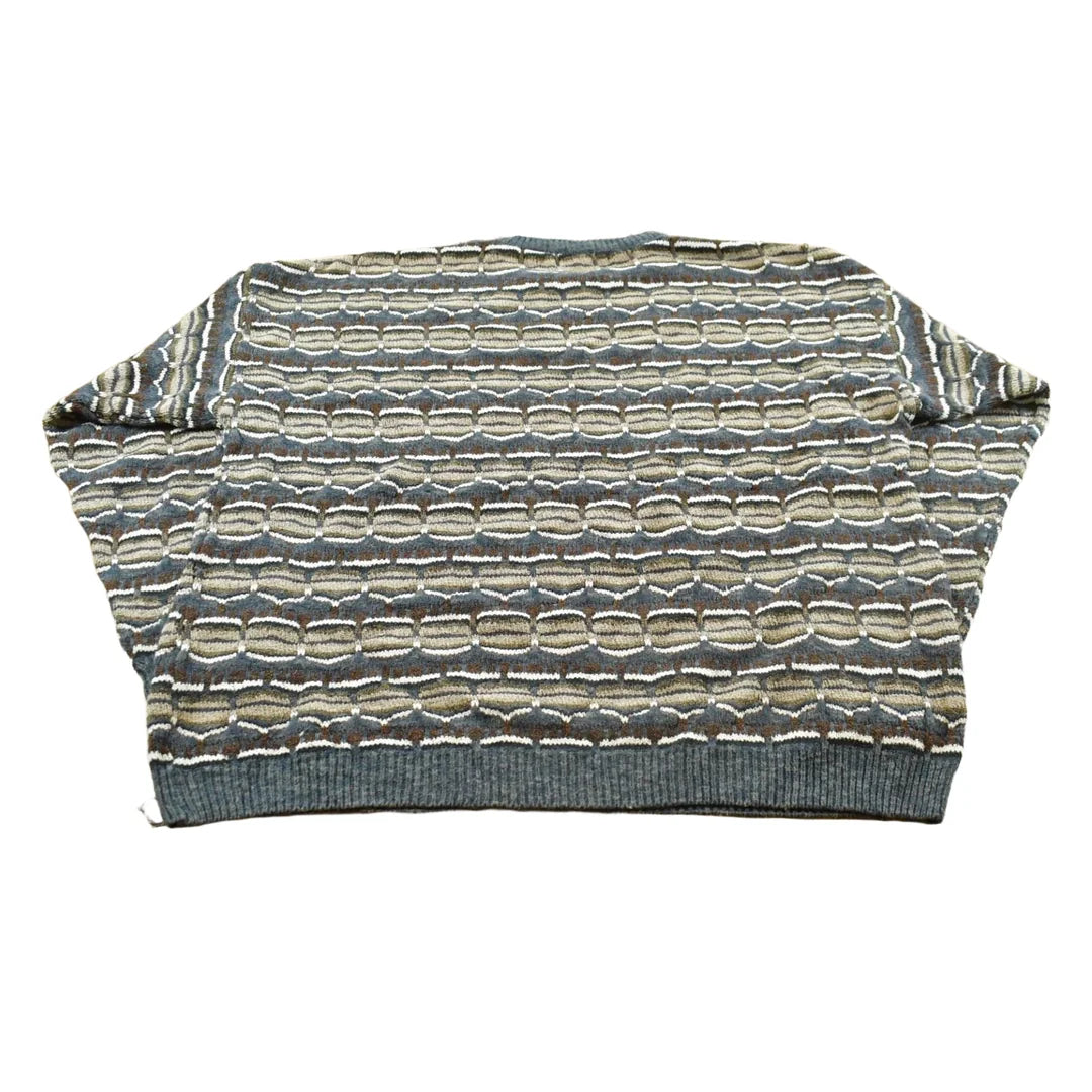 Vintage 1990s Northern Isles Textured Knit Crewneck Sweater Men's L / 90's Abstract Pattern 3D Knitted Sweatshirt from propervintagecanada