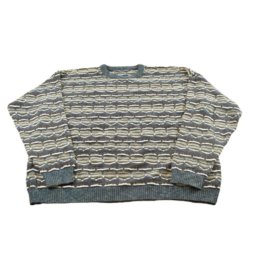 Vintage 1990s Northern Isles Textured Knit Crewneck Sweater Men's L / 90's Abstract Pattern 3D Knitted Sweatshirt from propervintagecanada