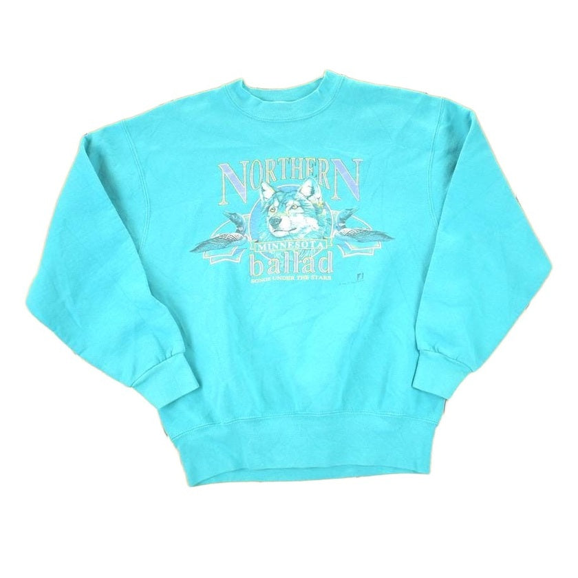 Vintage 1990s Northern Minnesota Big Wolf Ballad Crewneck Sweatshirt Men's M from propervintagecanada