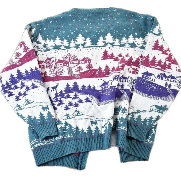 Vintage 1990s Northern Reflections Aop outdoors Knit Abstract Pattern Button Up Crewneck Sweater Men's XL from propervintagecanada