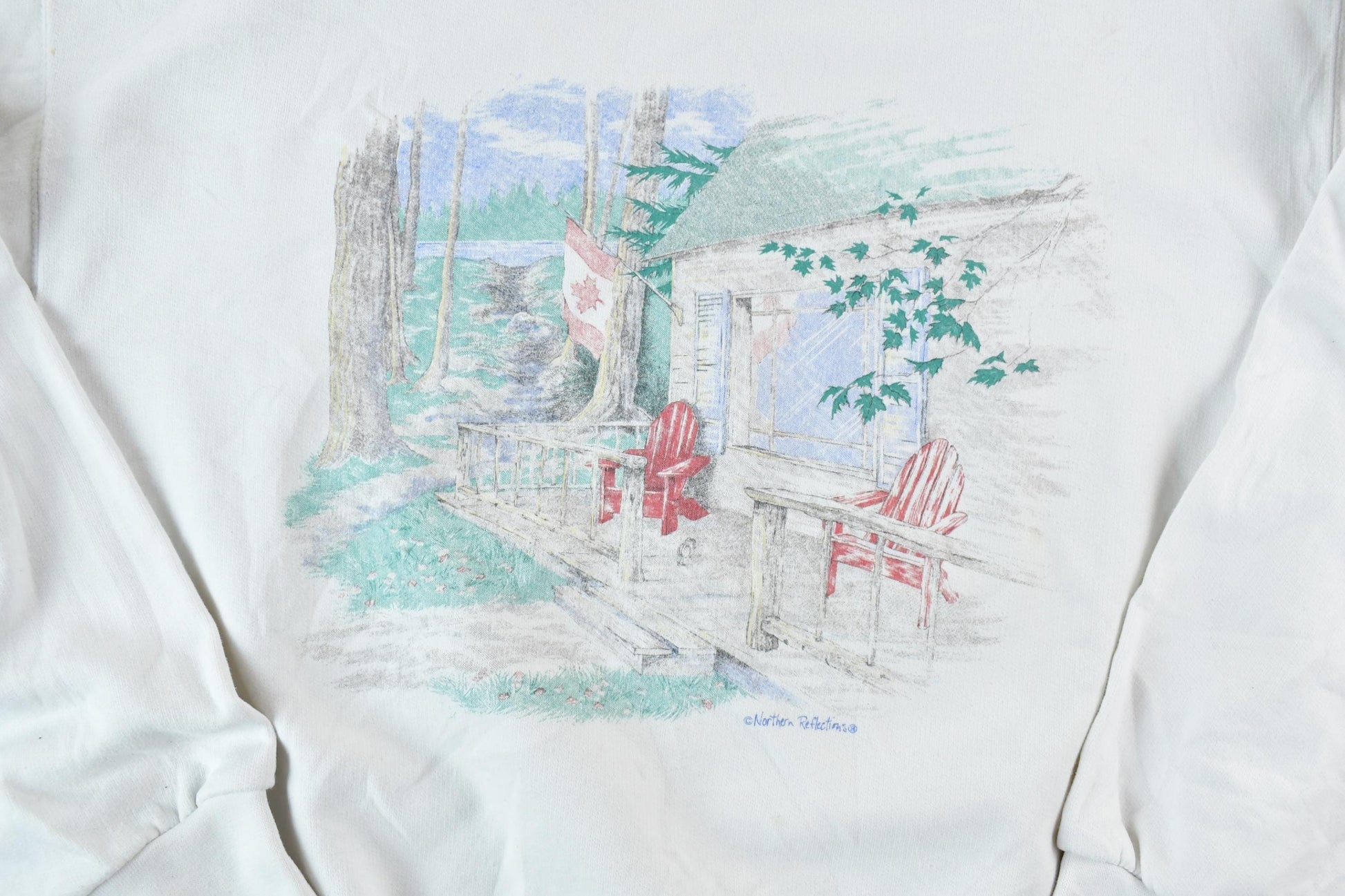 Vintage 1990s Northern Reflections Canada Cottage Souvenir Crewneck Sweatshirt Men's Small from propervintagecanada