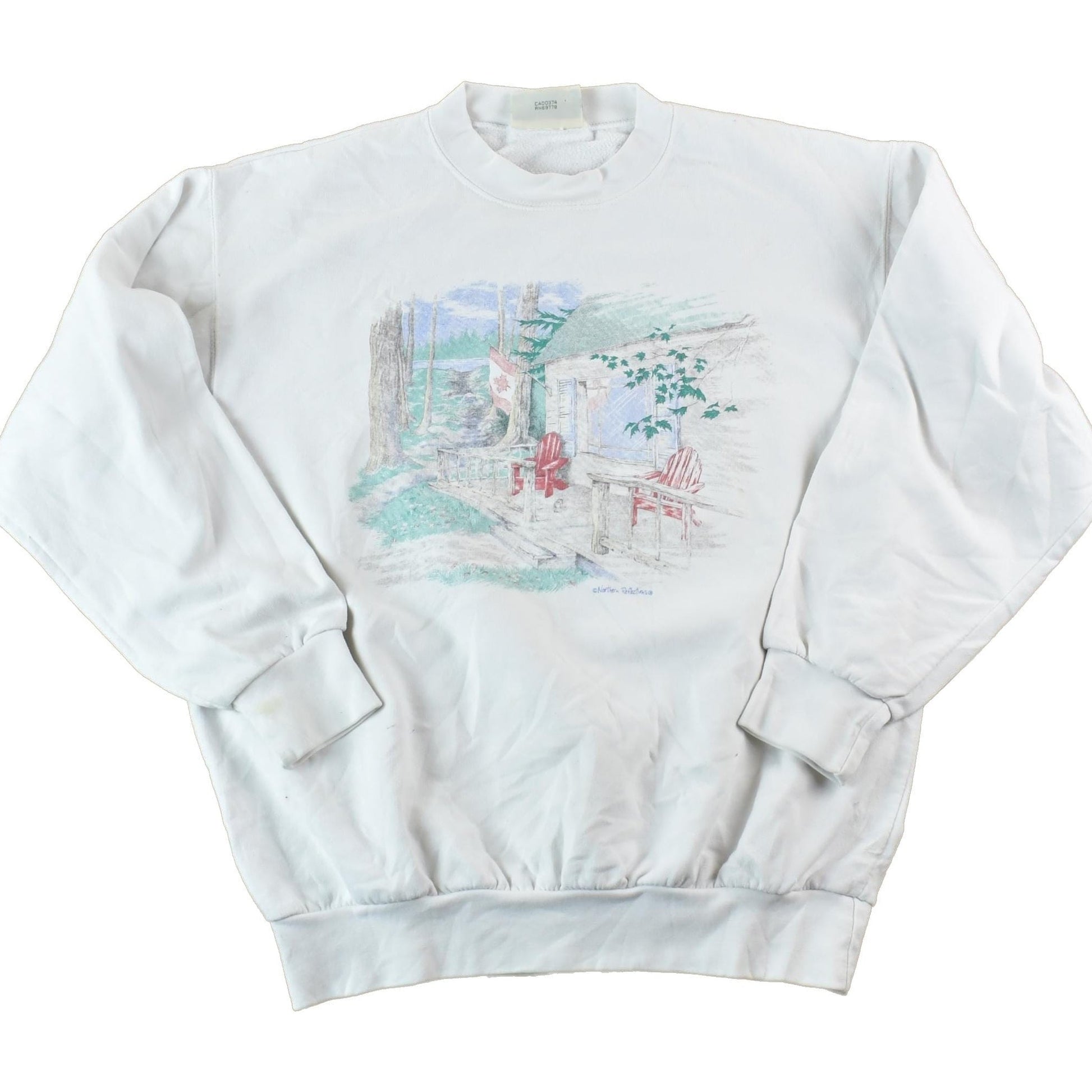 Vintage 1990s Northern Reflections Canada Cottage Souvenir Crewneck Sweatshirt Men's Small from propervintagecanada