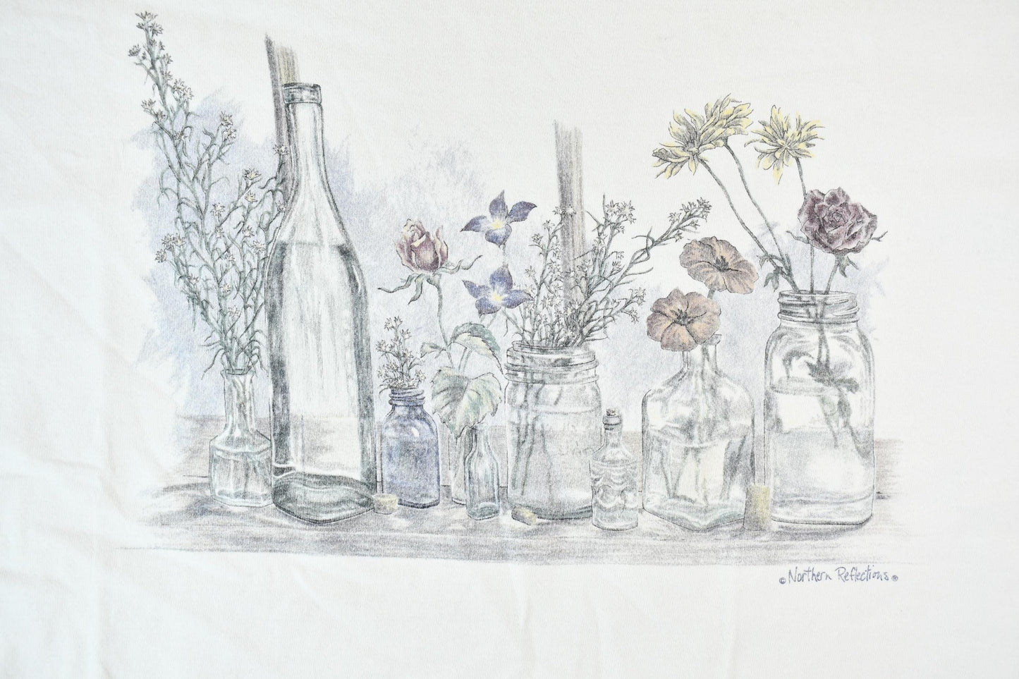 Vintage 1990s Northern Reflections Cottage Essentials Single Stitch Still Life Sketch Graphic T-Shirt Men's Medium from propervintagecanada