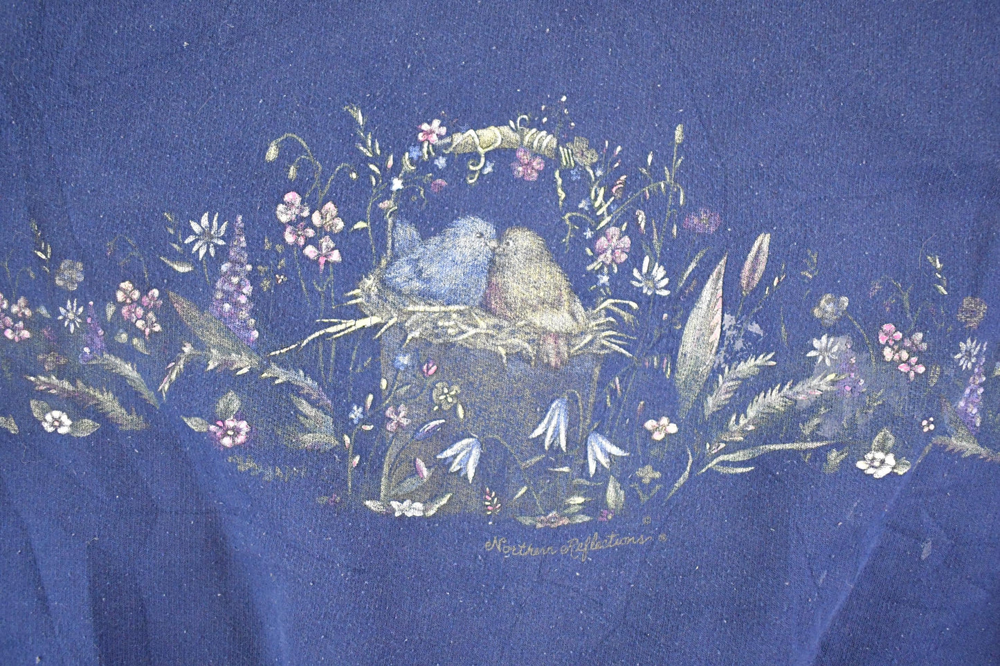 Vintage 1990s Northern Reflections FAB Cute Love Birds Souvenir Crewneck Sweatshirt Women's M / 90's Tourist Vacation Graphic Sweater from propervintagecanada
