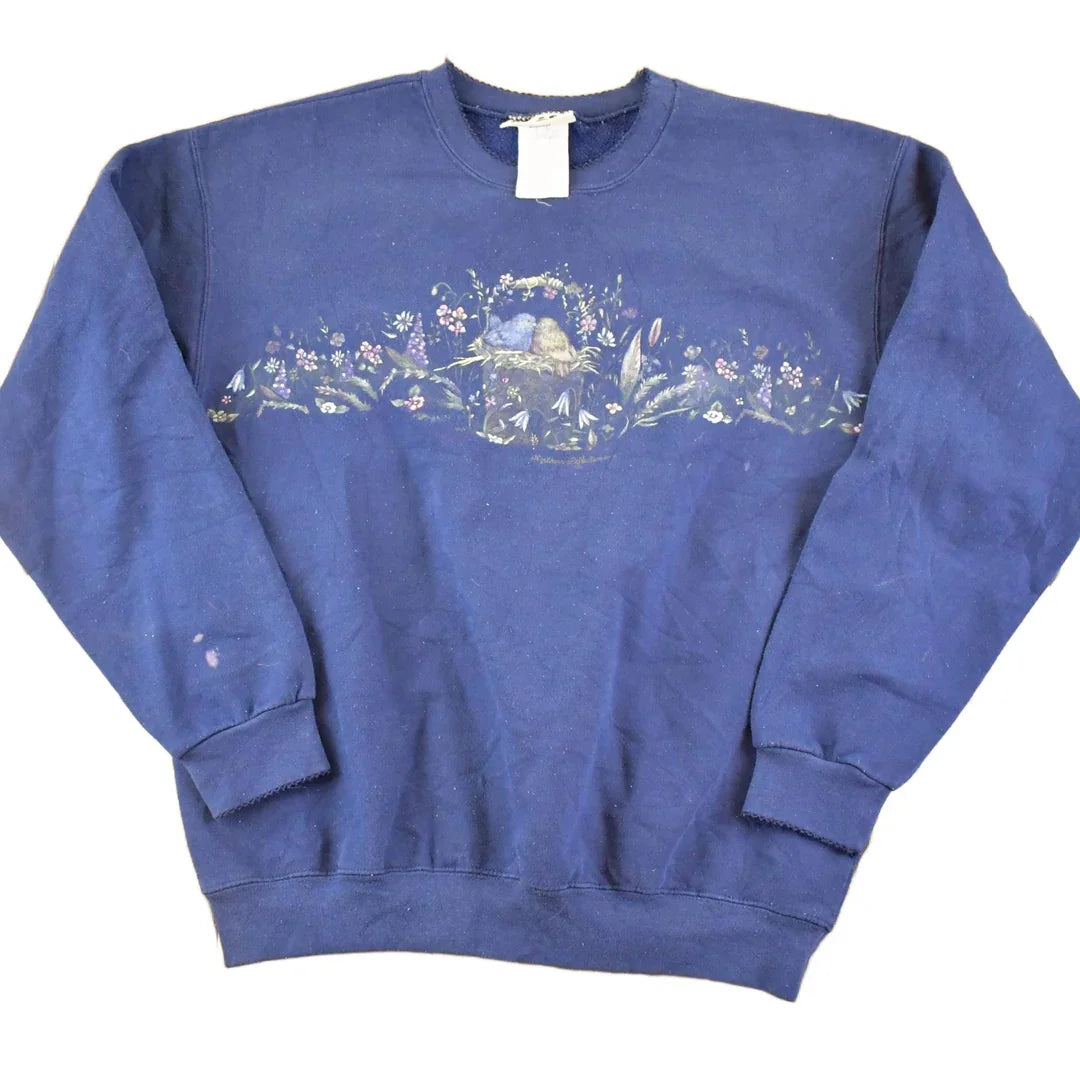 Vintage 1990s Northern Reflections FAB Cute Love Birds Souvenir Crewneck Sweatshirt Women's M / 90's Tourist Vacation Graphic Sweater from propervintagecanada