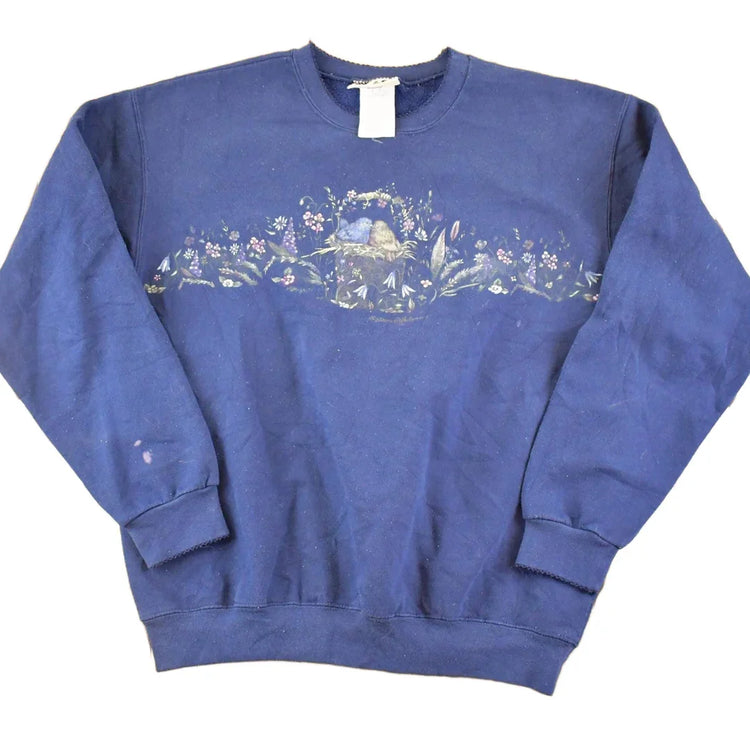 Vintage 1990s Northern Reflections FAB Cute Love Birds Souvenir Crewneck Sweatshirt Women's M / 90's Tourist Vacation Graphic Sweater from propervintagecanada