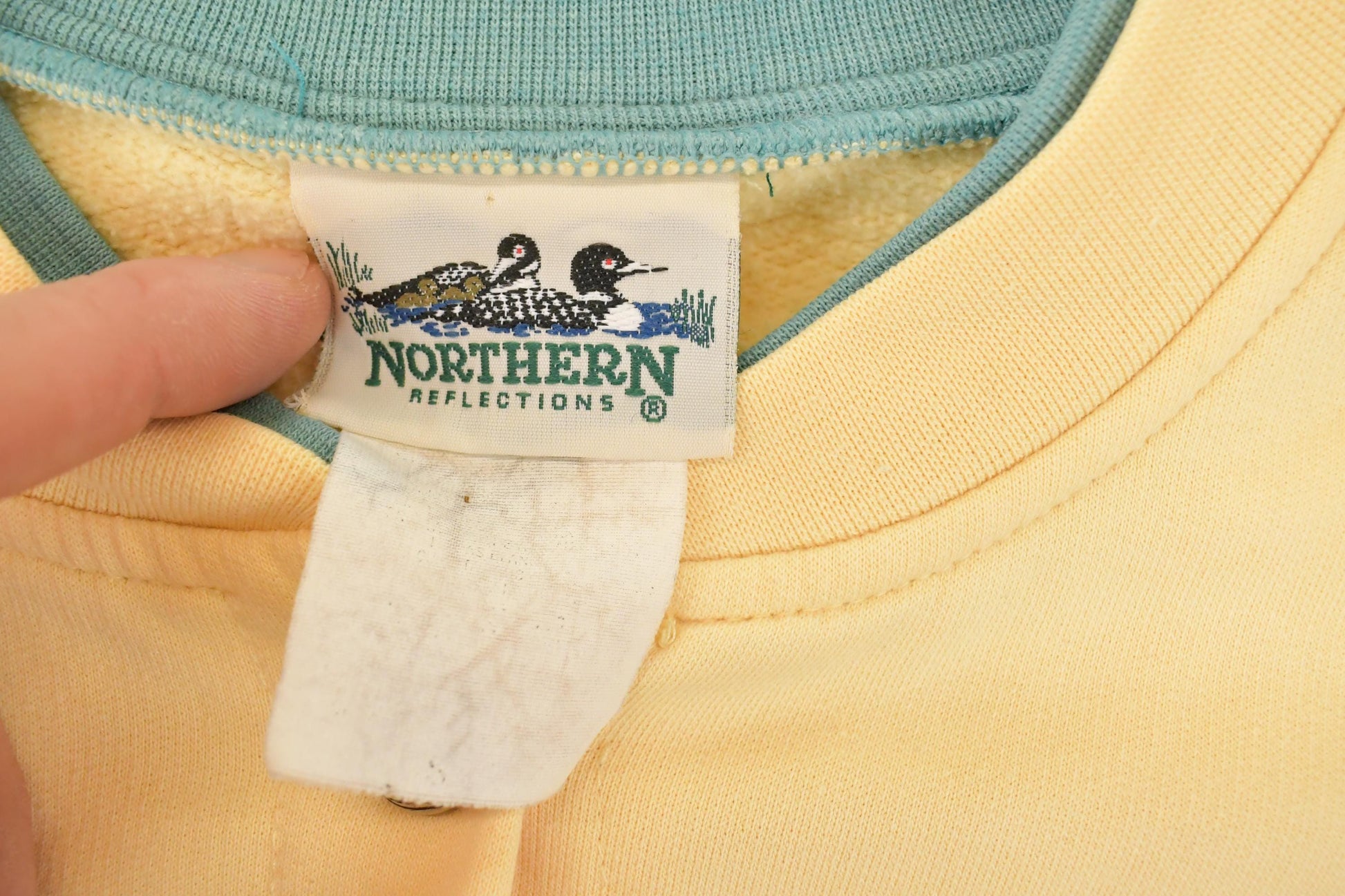 Vintage 1990s Northern Reflections Floral Graphic Print Button Up Double Collar Crewneck Sweatshirt Womens L from propervintagecanada