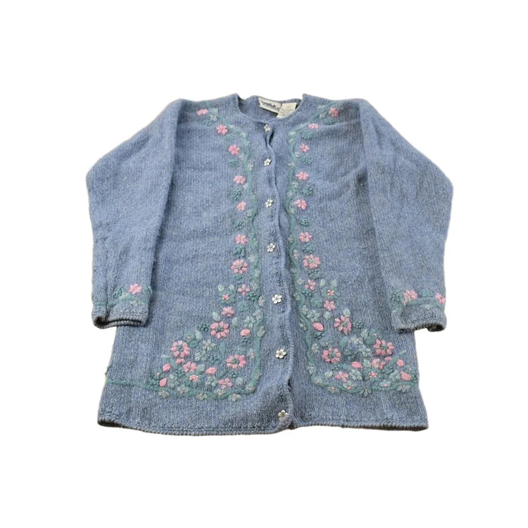 Vintage 1990s Northern Reflections Floral Wool Knit Cardigan Sweater Women's Small from propervintagecanada