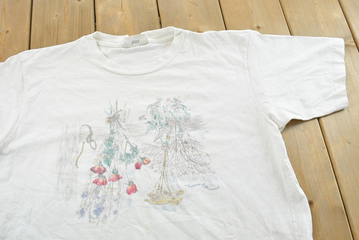 Vintage 1990s Northern Reflections Flowers Graphic T-Shirt Mens L from propervintagecanada