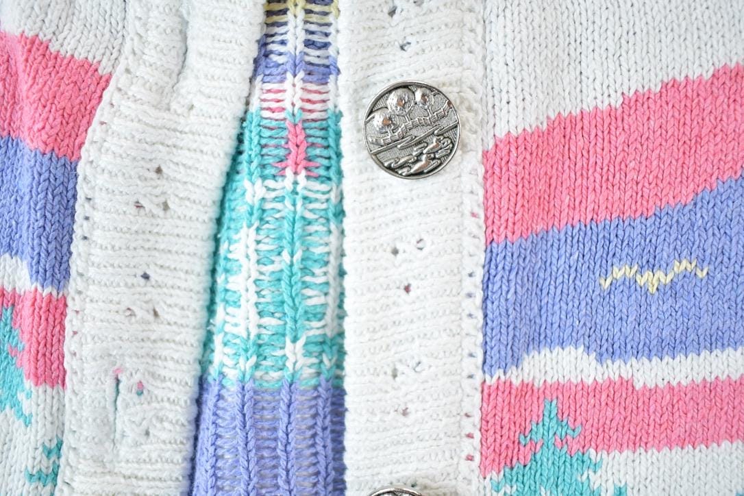 Vintage 1990s Northern Reflections Knit AOP Boating Abstract Pattern Crewneck Sweater Men's XL from propervintagecanada