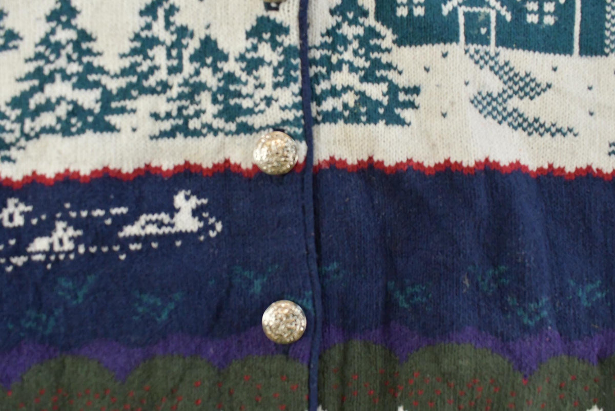 Vintage 1990s Northern Reflections Nature Landscape Knit Cardigan Sweater Womens M from propervintagecanada