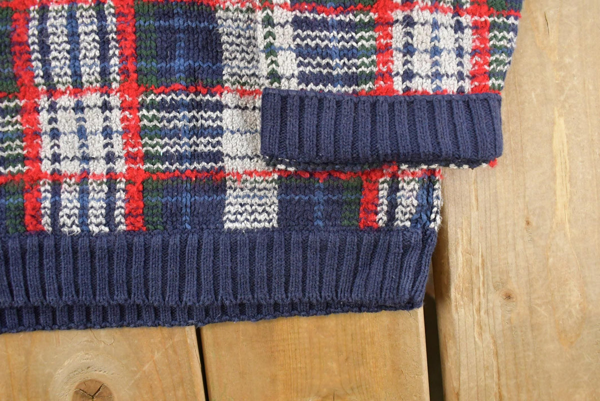 Vintage 1990s Northern Reflections Plaid Knit Crewneck Sweater Men's XL from propervintagecanada