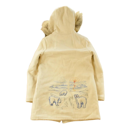 Vintage 1990s Northern Sun Fur Hood Polar Bear Art Wool Jacket Women's M from propervintagecanada