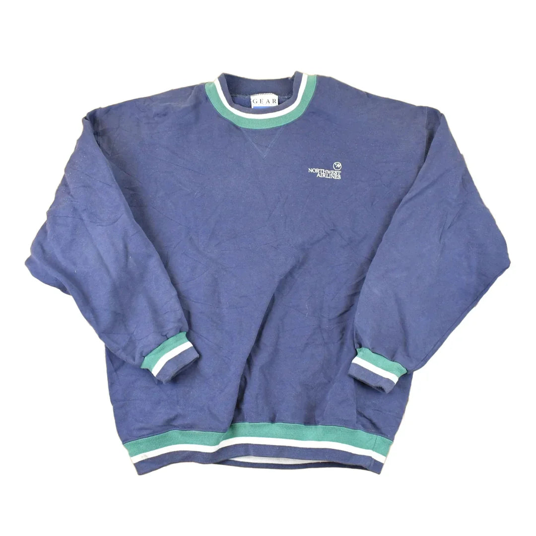 Vintage 1990s Northwest Airlines Embroidered Crewneck Sweatshirt Mens L from propervintagecanada