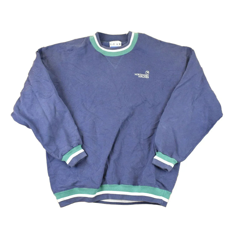 Vintage 1990s Northwest Airlines Embroidered Crewneck Sweatshirt Mens L from propervintagecanada
