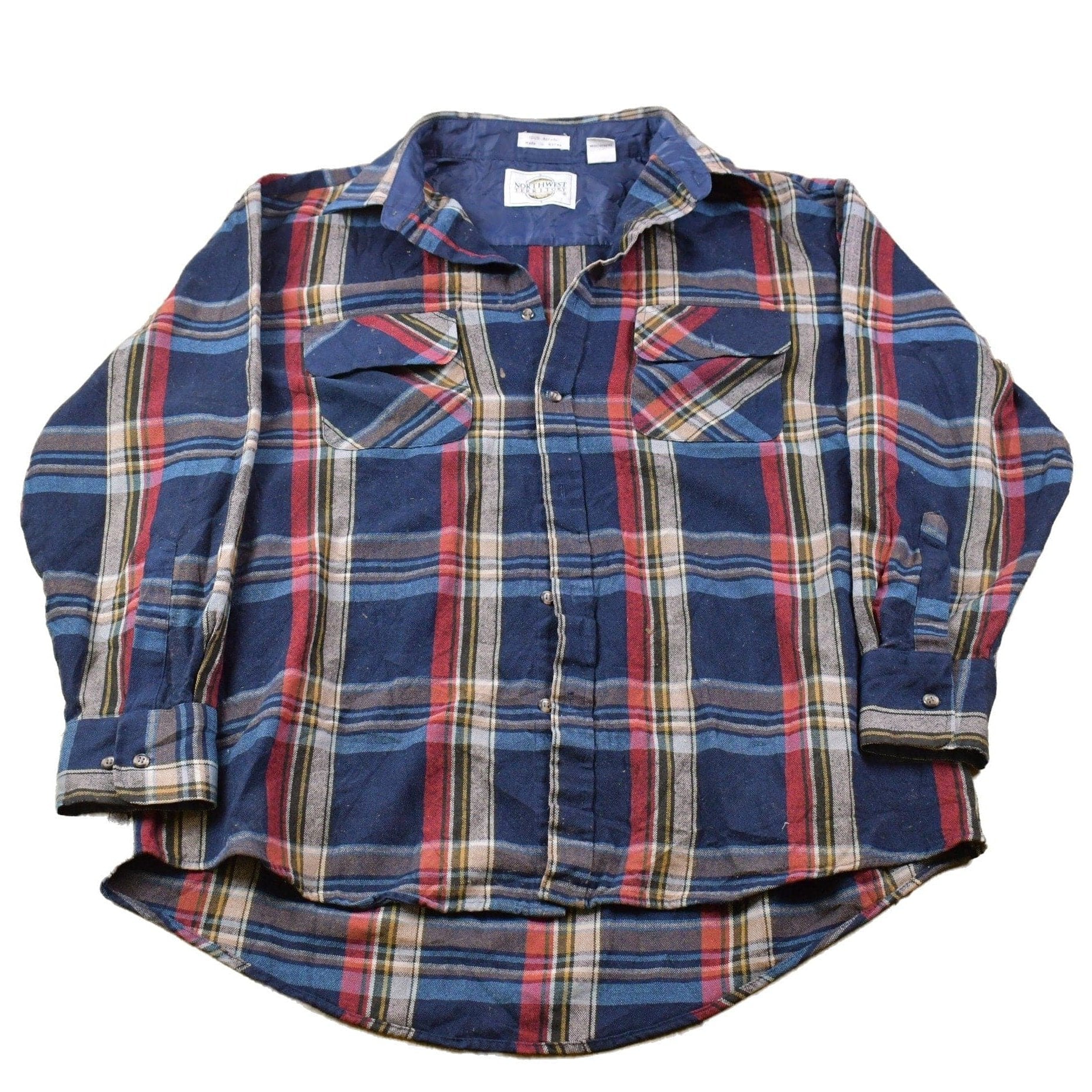 Vintage 1990s Northwest Territory Lined Plaid Button Up Shirt Men's 2XL from propervintagecanada