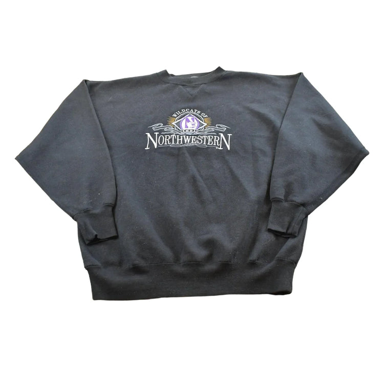Vintage 1990s Northwestern University Wildacts Embroidered Collegiate Crewneck Sweatshirt Men's XL from propervintagecanada