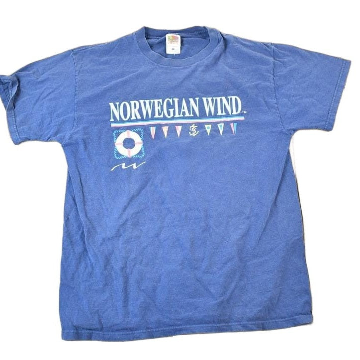 Vintage 1990s Norwegian Wind Yachting Souvenir Single Stitch Graphic Print T-Shirt Men's Large from propervintagecanada